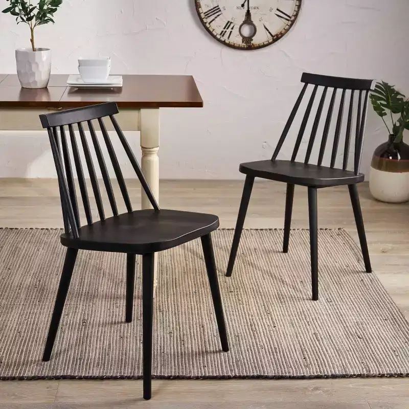 Set of 2 Farmhouse Spindle-Back Dining Chairs