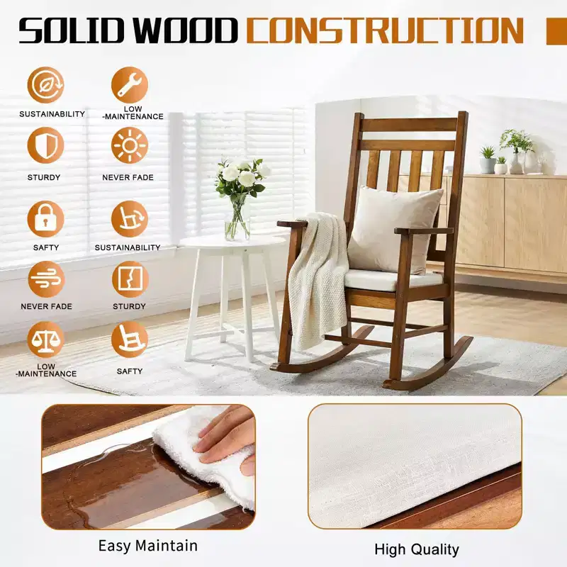Karl Home | Solid Wood Patio Rocking Chair