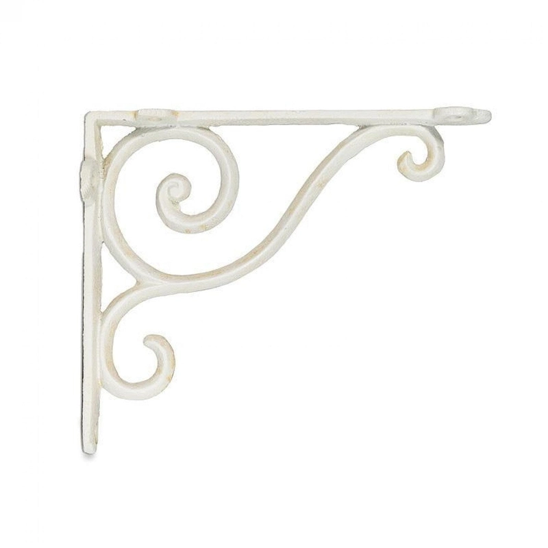 Set Of 2 Antique White Scroll Bracket