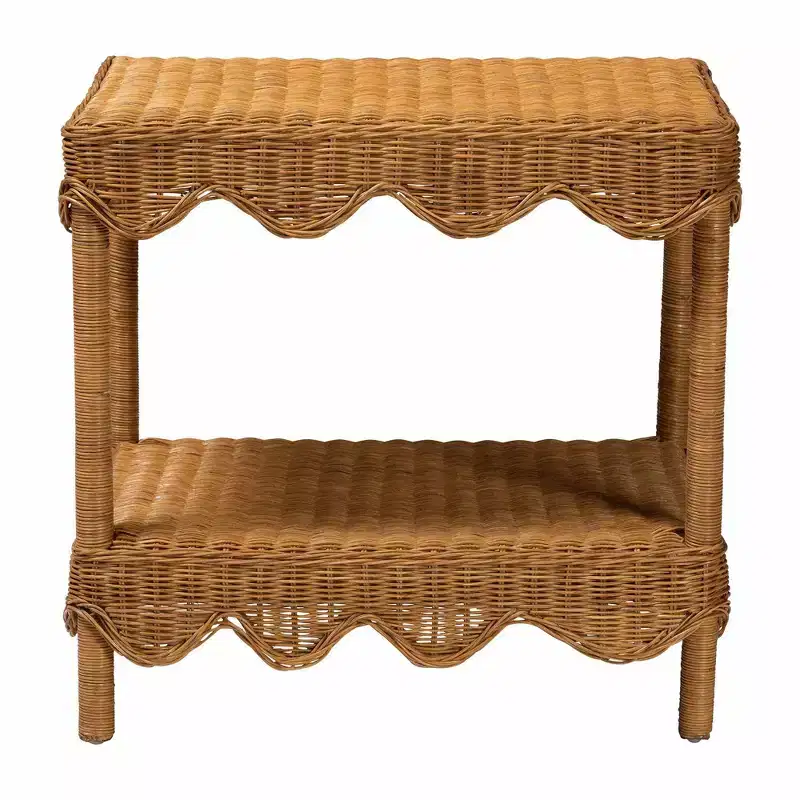 bali & pari Oteria Scalloped Rattan Side Table Light Honey