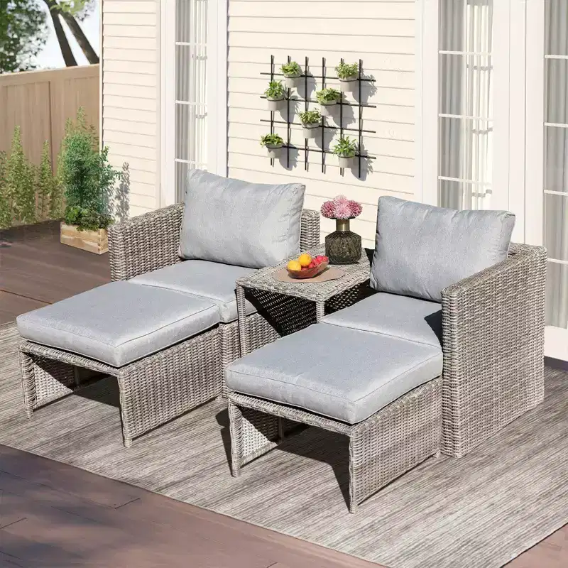Sunsitt 5pc Steel Wicker Outdoor Patio Balcony Set