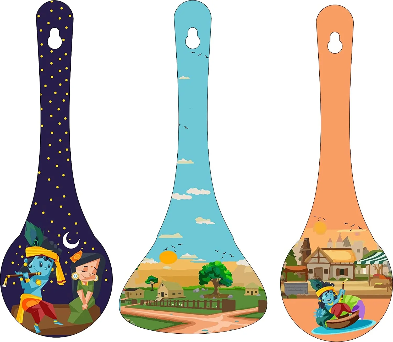 Premium Culture Wooden Wall Hanger Spoons for Home | Office | Living Room | Gift | Modern Decoration Items | Kitchen Wall Decor | Home Decor Hanging Items