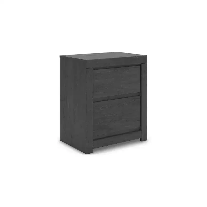 Signature Design by Ashley Candanew 2-Drawer Nightstand with USB Charging Ports, Charcoal Gray