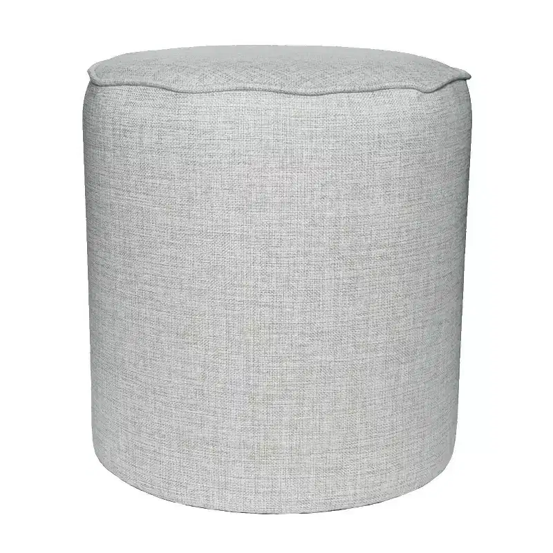 Collection Scalloped Ottoman, Linen Upholstery, Accent Footstool