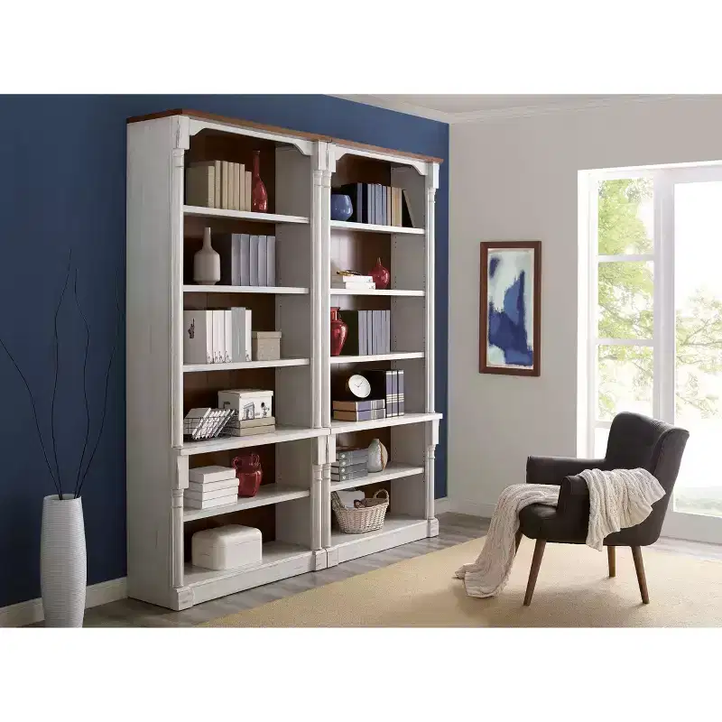 94" Durham Open Bookcase White - Martin Furniture: Cottage Style, 6 Shelves, No Assembly Required