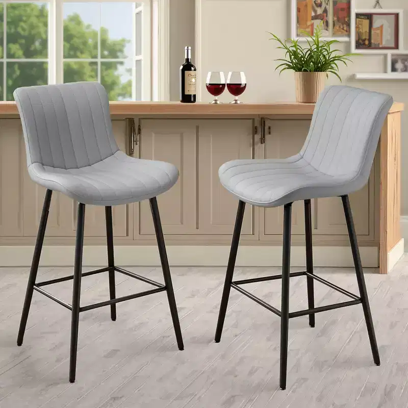 MAYEERTY Green 2-Pack Faux Leather Counter Bar Stools, Modern Design for Kitchen Islands & Dining Rooms
