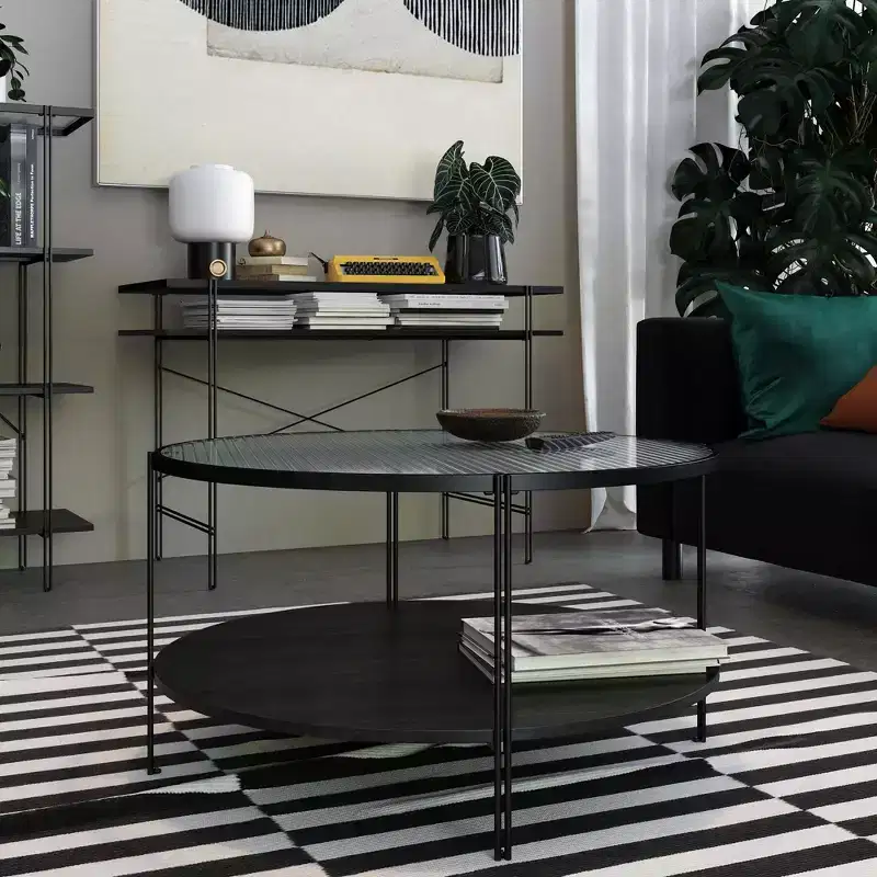 Round Coffee Table – Black Oak