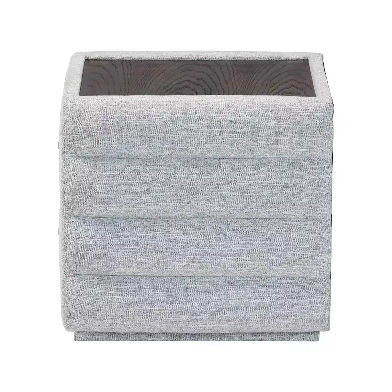 Baxton Studio Cadmus Channel Tufted Fabric 2 Drawer Nightstand Light Gray
