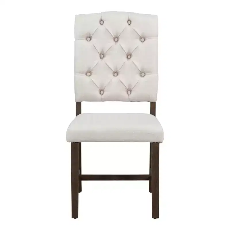 Whisen Retro Style 5-Piece Extendable Dining Set with 4-Botton Tufted Upholstered Chairs