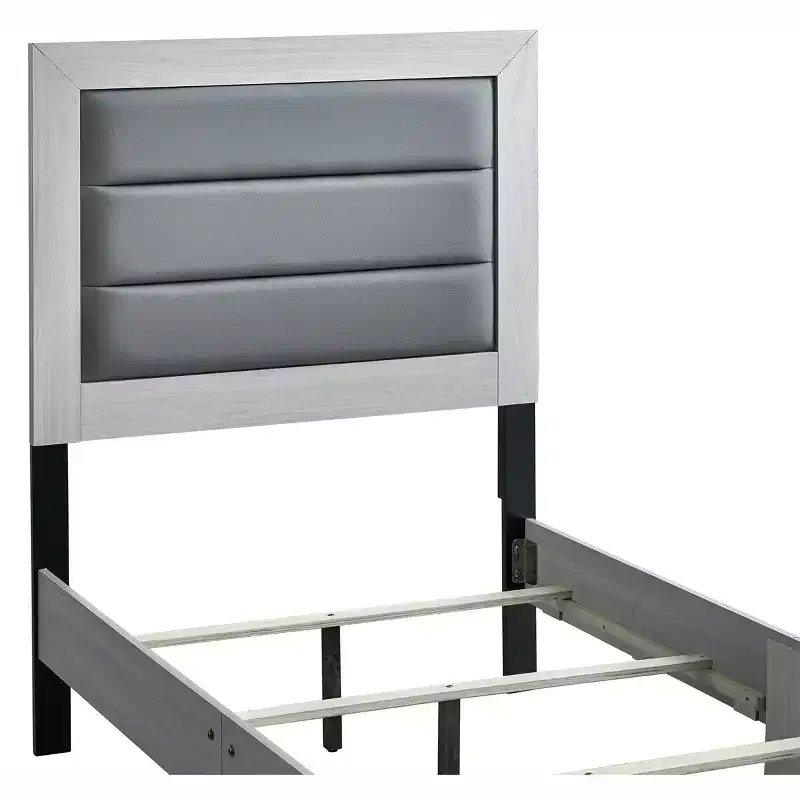Passion Furniture Plano Beige Wood Frame Twin Panel Bed