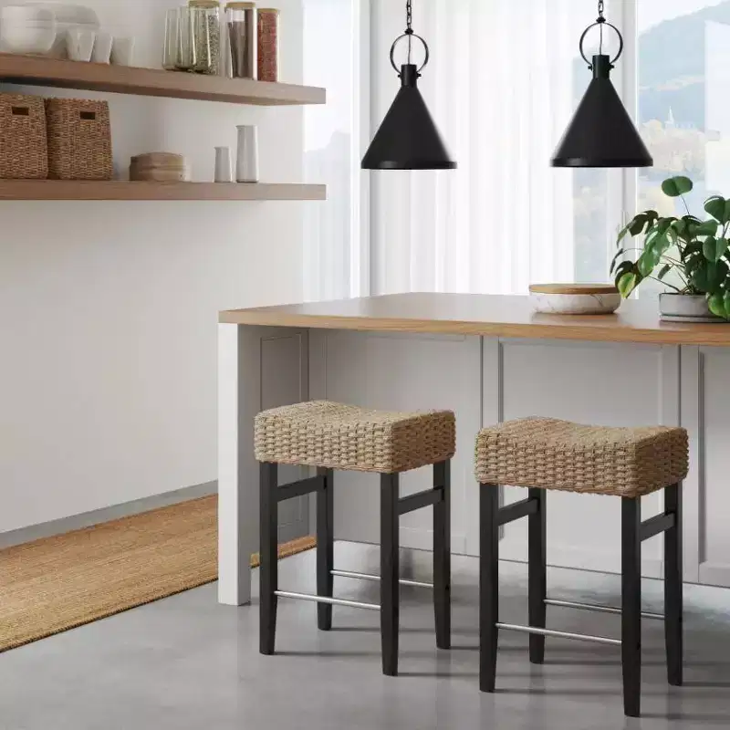 Nathan James Set of 2 Harvey Seagrass Counter Height Barstools
