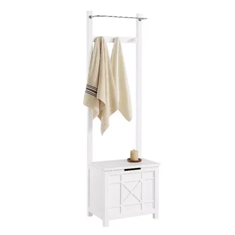 Derby Laundry Hamper Seat and Towel Rack White - Alaterre Furniture
