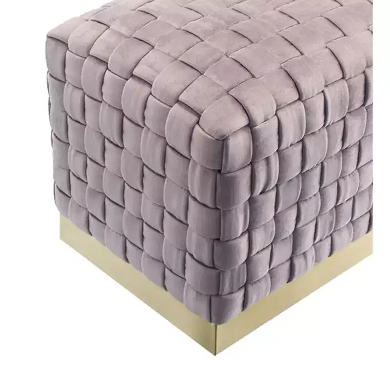 Nicole Miller Satine Velvet Hand Woven Bench with Base
