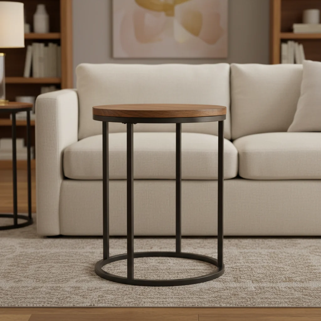 18 Round Top Accent Table - Chestnut/Industrial