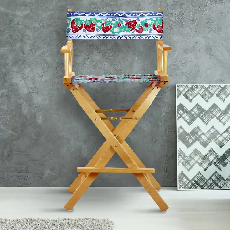 30 Director's Chair Natural Frame-Strawberry Park - 23W x 19D x 45.5H