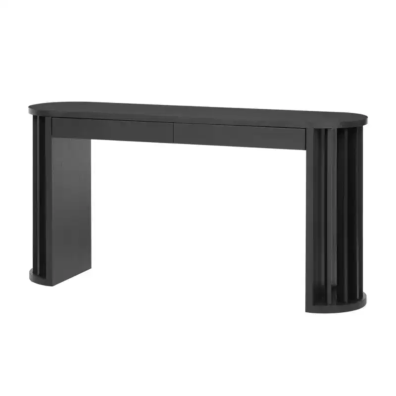 Merax Modern Oval-Edge Console Table with Fan-Shaped Legs
