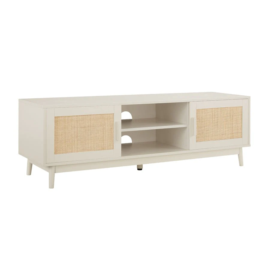 Minimalist Stone Painted TV Unit with Clean Lines for TVs up to 60 Inch for Living Room