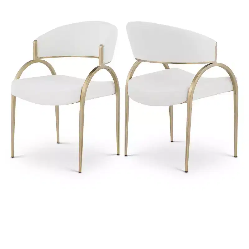 Meridian Furniture,Privet Linen Textured Fabric Dining Chair, Set of 2