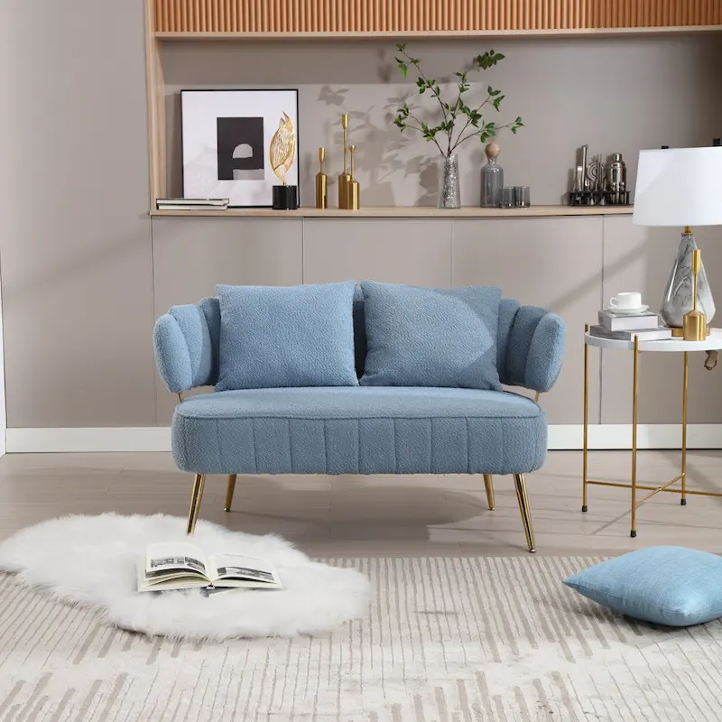 Modern Upholstered Armsofa Tufted Sofa with Metal Frame