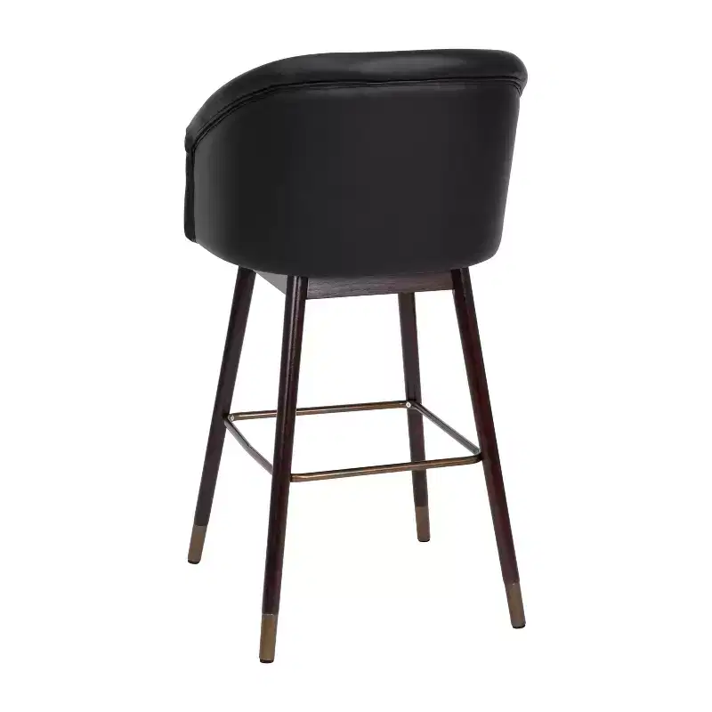 Emma and Oliver Upholstered Bar Height Dining Stool with Wood Frame - Set of 2