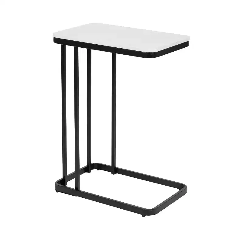 Kate and Laurel Credele Cultured Marble and Metal Accent C-Table