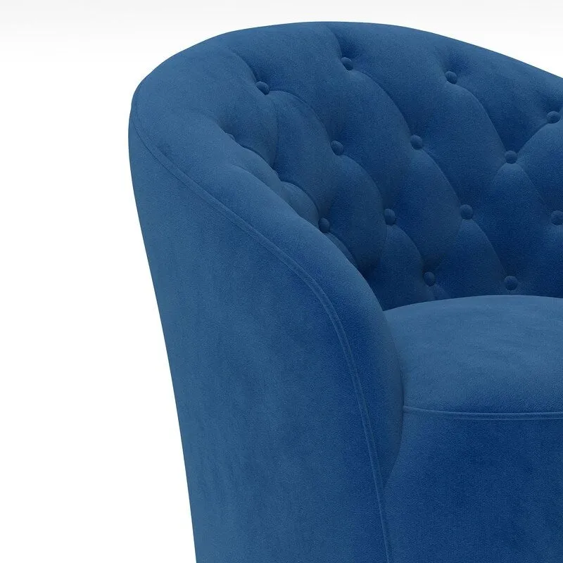 SEYNAR Modern Velvet Upholstered 360 Degree Swivel Barrel Chair with Button Tufted Back Set of 2
