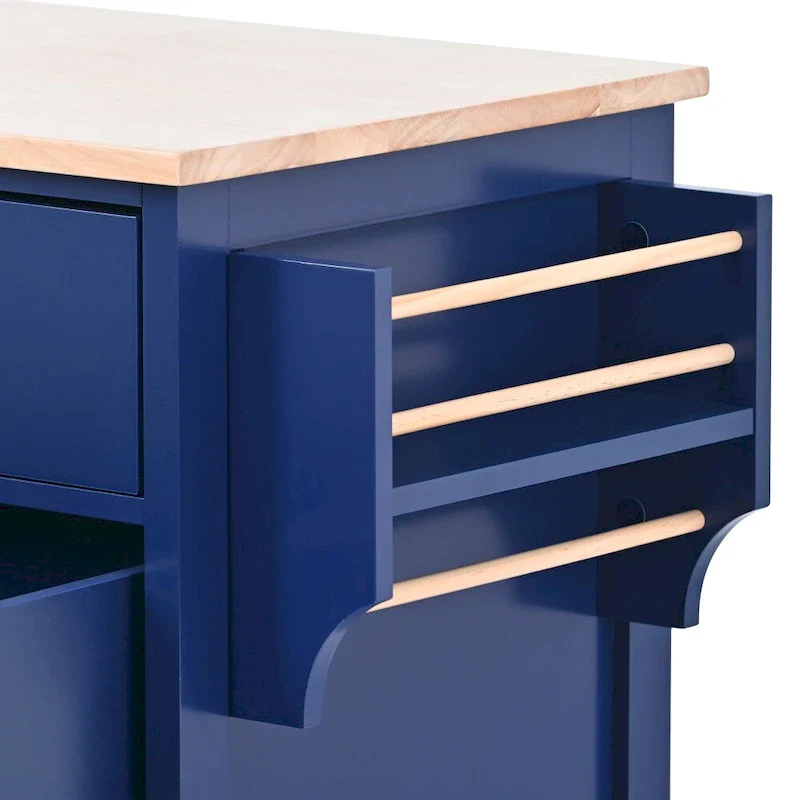 53 in. W Kitchen Island with Countertop and Drawers - N/A