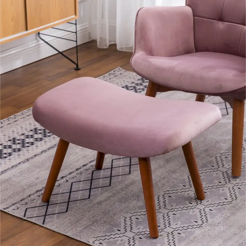 Carson Carrington Aasen Silky Velvet Tufted Accent Chair with Ottoman