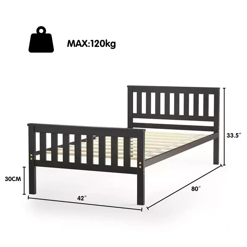 Costway Twin Wood Platform Bed with Headboard and Footboard Mattress Foundation