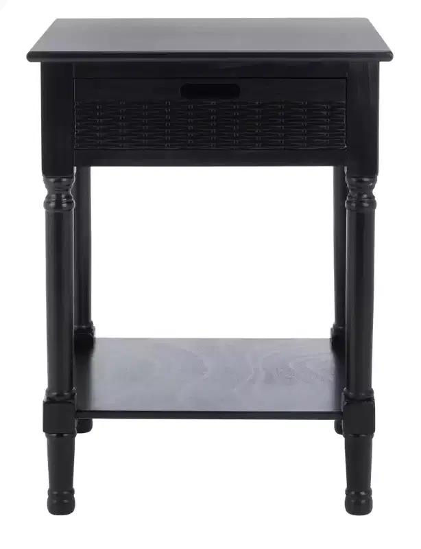 1 Drawer Accent Table with Open Shelf, Distressed White, Traditional Style