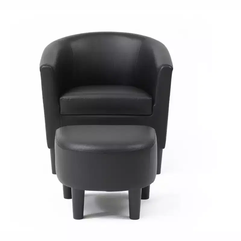 Passion Furniture Salem Faux Leather Accent Chair with Ottoman