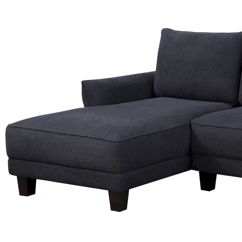 Belle Black Sherpa Sectional Sofa with Left-facing Chaise - 96W x 59D x 34.5H