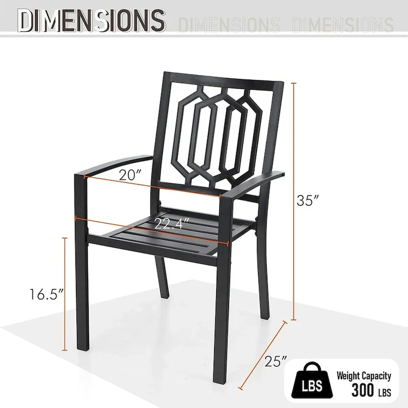 MAISON ARTS 7/9-Pieces Patio Dining Set with Metal Rectangle Expandable Table and Metal Stackable Chairs