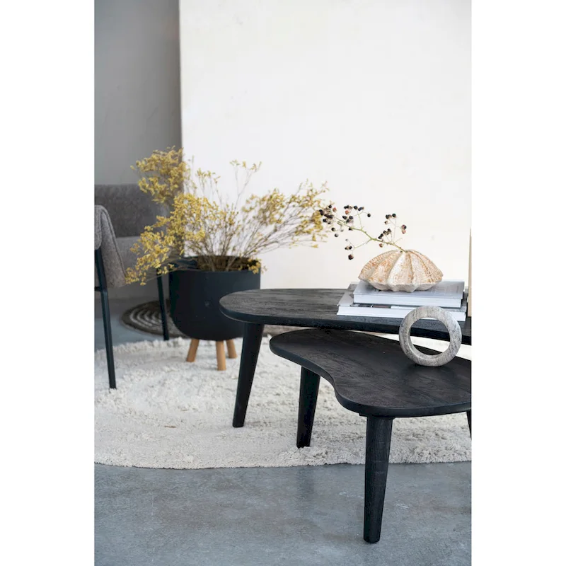 Oblong Wood Nesting Coffee Tables - 43.0L x 21.0W x 15.0H