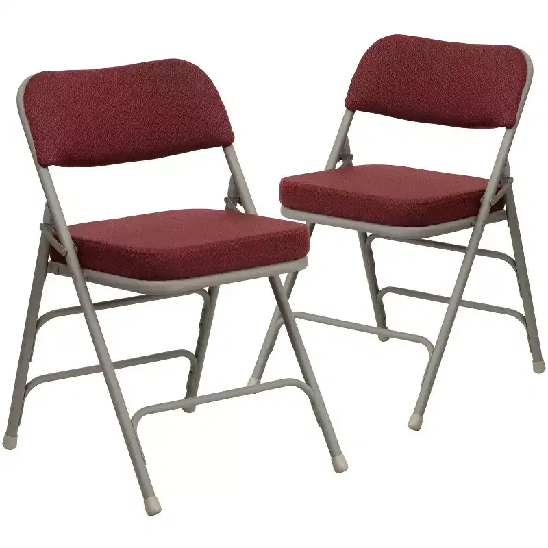 Emma and Oliver 2 Pack Home & Office Portable Party Events Fabric Padded Metal Folding Chair