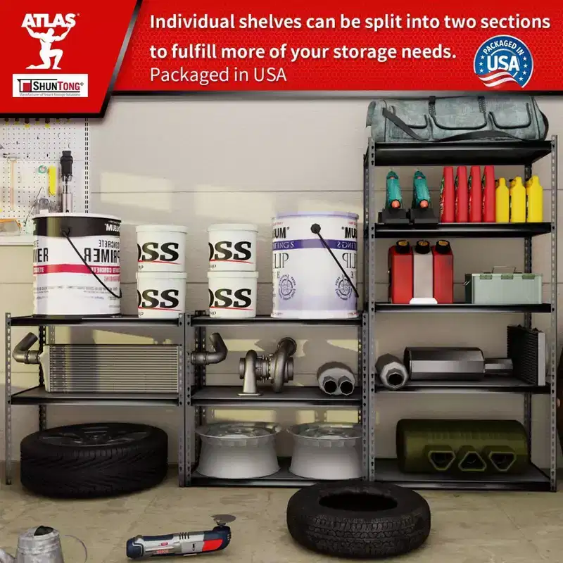 Atlas Shelving 5-Tier 36"x18"x72" 4000lbs Steel Boltless Shelving with laminate Deck Dark Gray