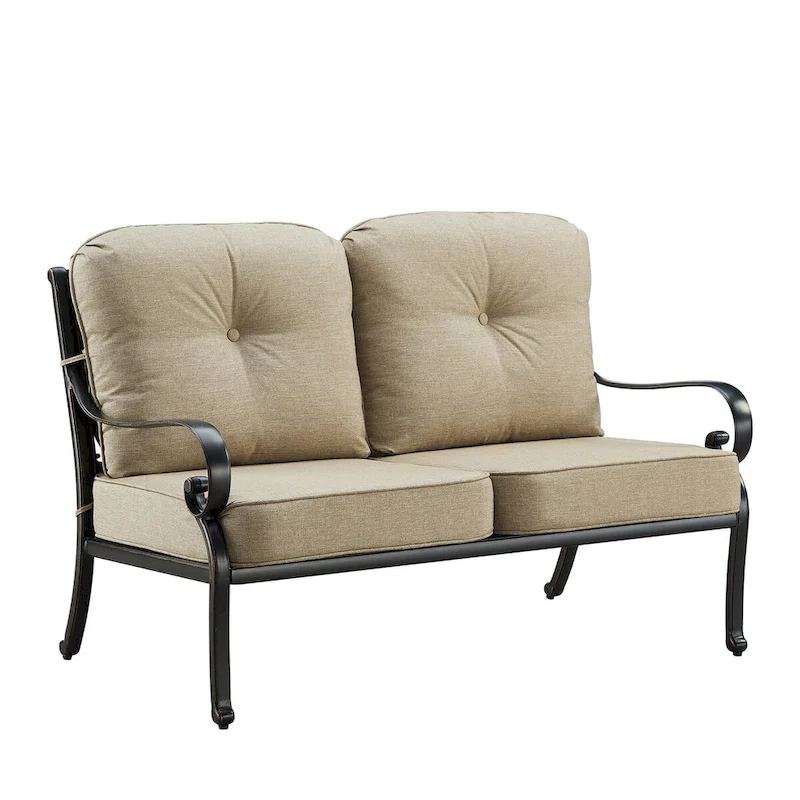 Black Aluminum Deep Seating Deep Seating Loveseat with Cushions