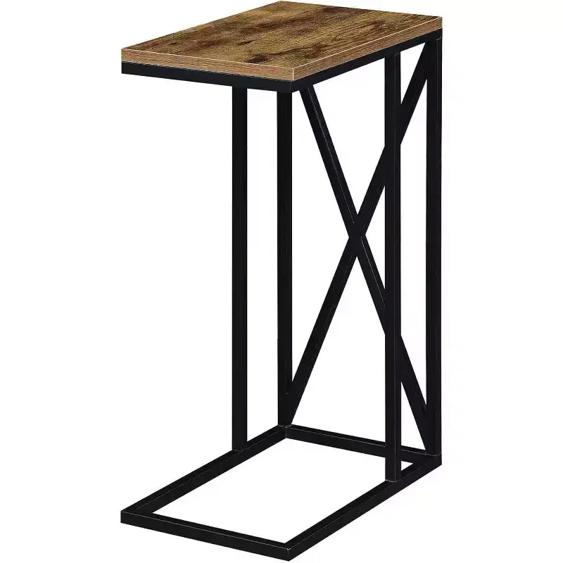 HomeStock Belmont C End Table with Modern C Frame Design, Particleboard Top and Metal Base for Snacks, Drinks or Laptop