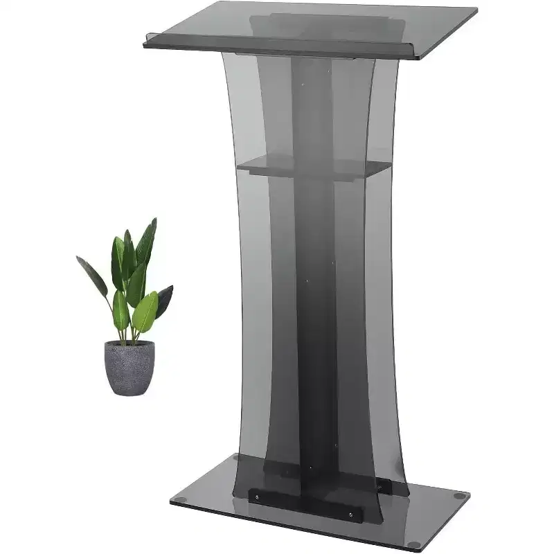 47 Clear Acrylic Lectern Podium, Transparent Presentation Stand with Storage Shelf, for Wedding Ceremonies, Church, School & Business Events