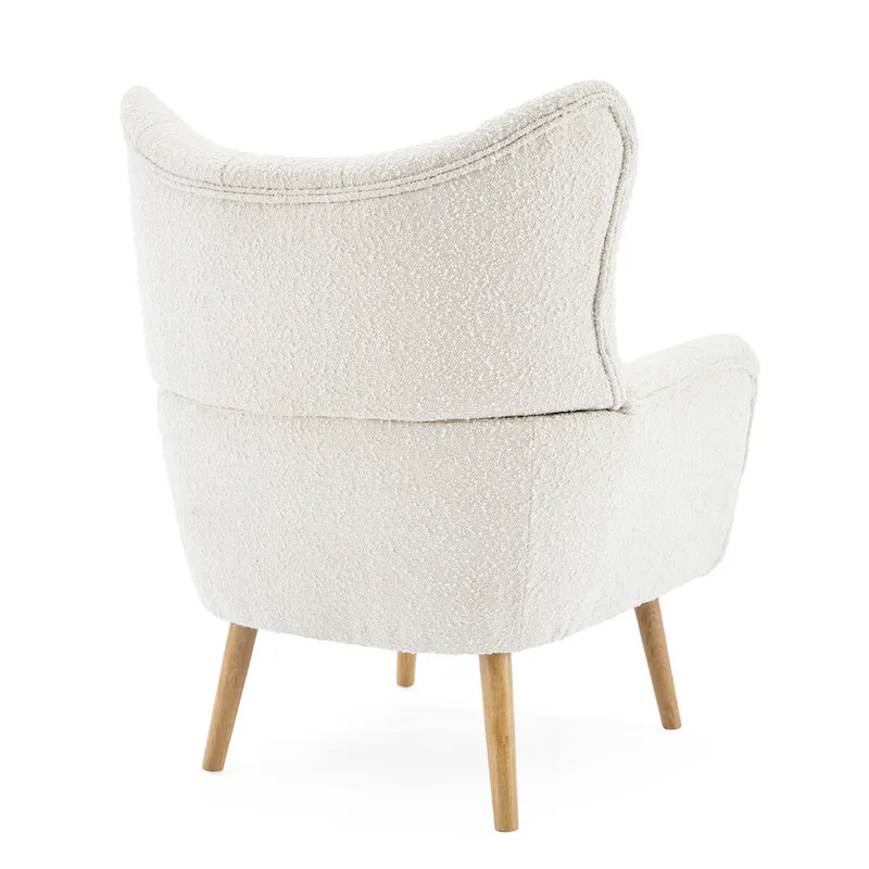 Modern Fabric Wingback Accent Chair with Wood Legs