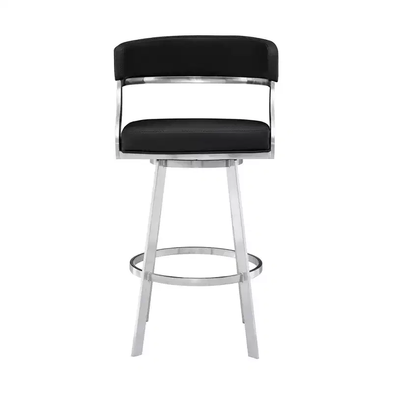 26 Saturn Faux Leather Counter Height Barstool: Swivel, Low Back, Armen Living