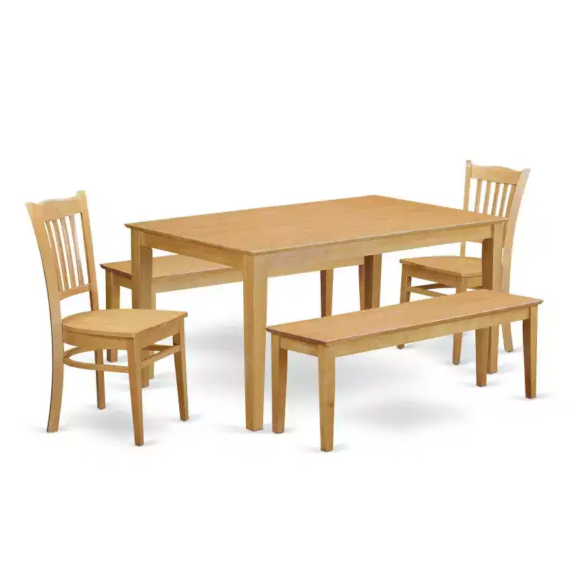 Natural Oak 5-Piece Rectangle Dining Set, Seats 4