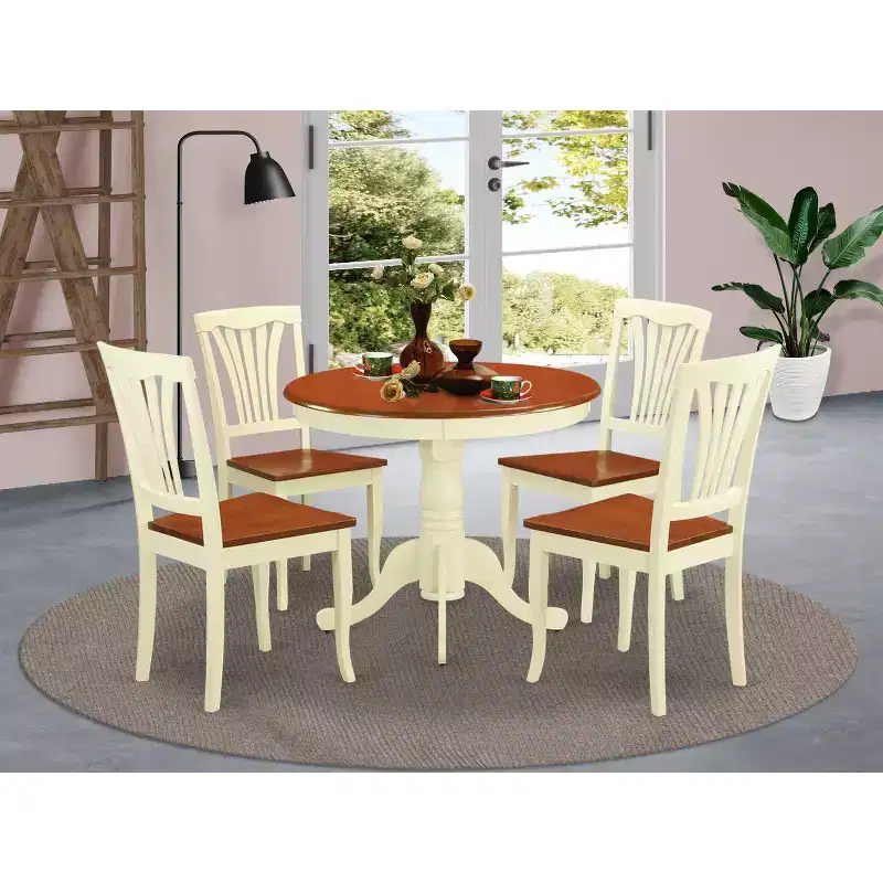 HomeStock Antique Small Dining Table Set With Chairs