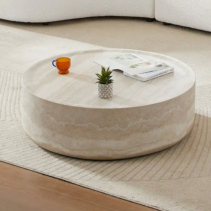 31.49 Round Faux MARS Pattern Coffee Tables No Need Assembly