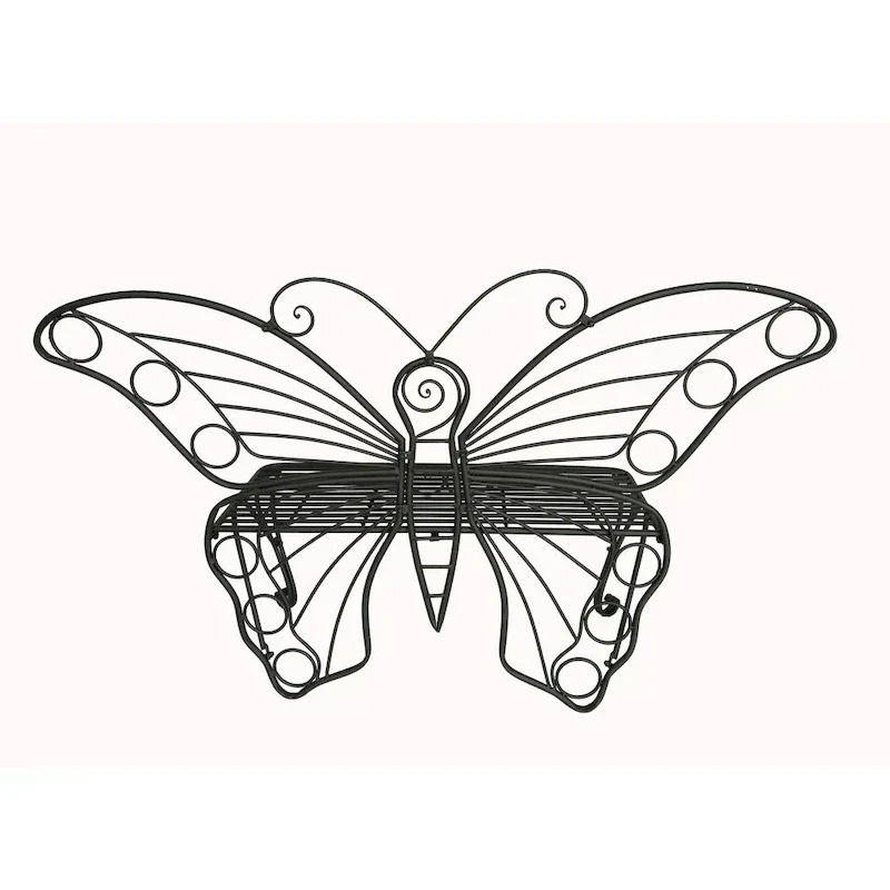 Antique Black Metal Butterfly Bench