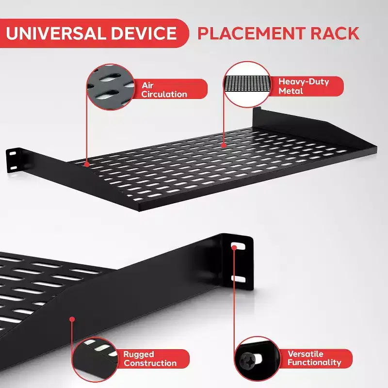 1U Server Rack Shelf Mount Tray – Heavy-Duty Metal, 110 lbs, 19