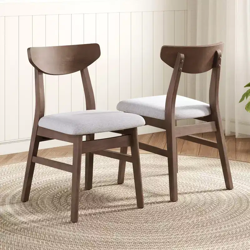 GDFStudio Fowler Modern Scandinavian Curved Wood Backrest Dining Chairs (Set of 2)