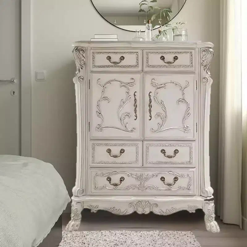 Acme Furniture 42 Dresden II Decorative Storage Drawers Bone White Finish : 5-Drawer Chest, Wood Composite, No Assembly Required