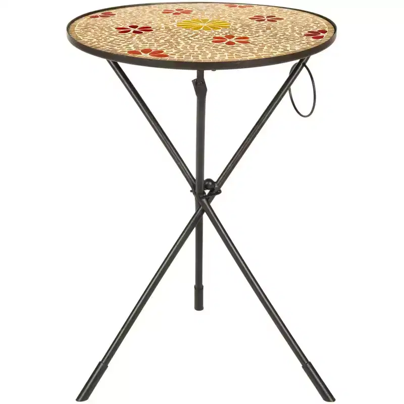 Round Iron Side Table | Gold & Black | Bohemian Style | 22.8