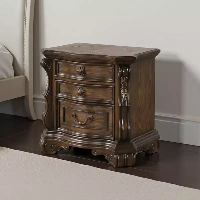 Traditional Nightstand with 2 Drawers and USB A/C Ports, 31 Inch, Dark Brown